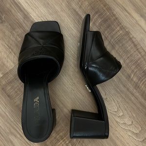 Prada quilted block heel sandal